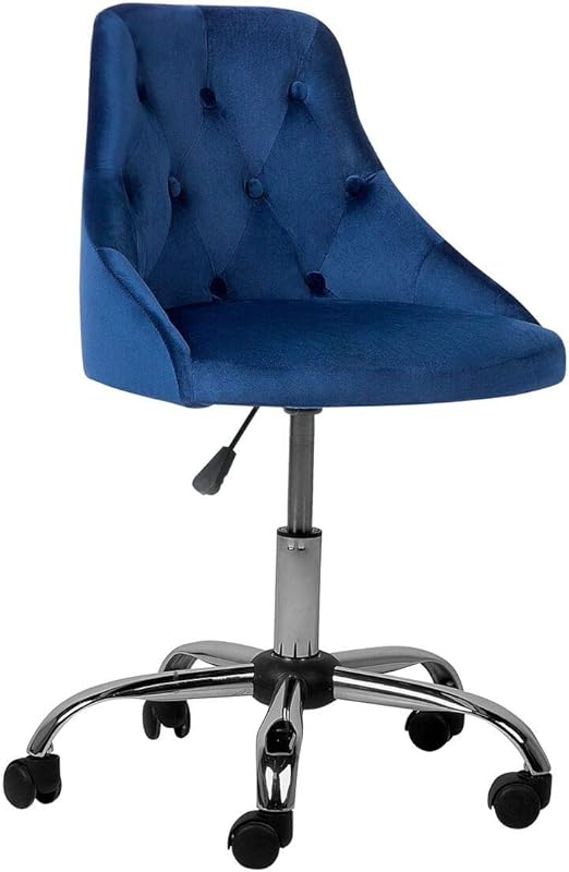 Beliani Modern Contemporary Cobalt Blue Velvet Desk Office Chair Tufted