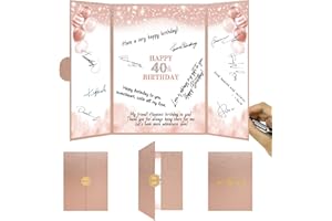 Trgowaul 40th Birthday Guest Book Alternative Decorations for Women, Rose Gold Happy 40th Birthday Decorations, 40 Years Old Party Signature Certificate, Card 40th Birthday Party Supplies Gift Sign