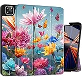 Tuiklol Case for iPad Pro 12.9 inch M2 Generation 6th / 5th / 4th / 3rd 2022 2021 2020 2018 Release - Built in Pencil Holder Slim Protective Cover with Auto Wake/Sleep, Multicolored Floral
