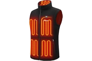 Venustas Men's Heated Fleece Vest with 6 Heating Zones, Lightweight Recycled Electric Fleece Vest