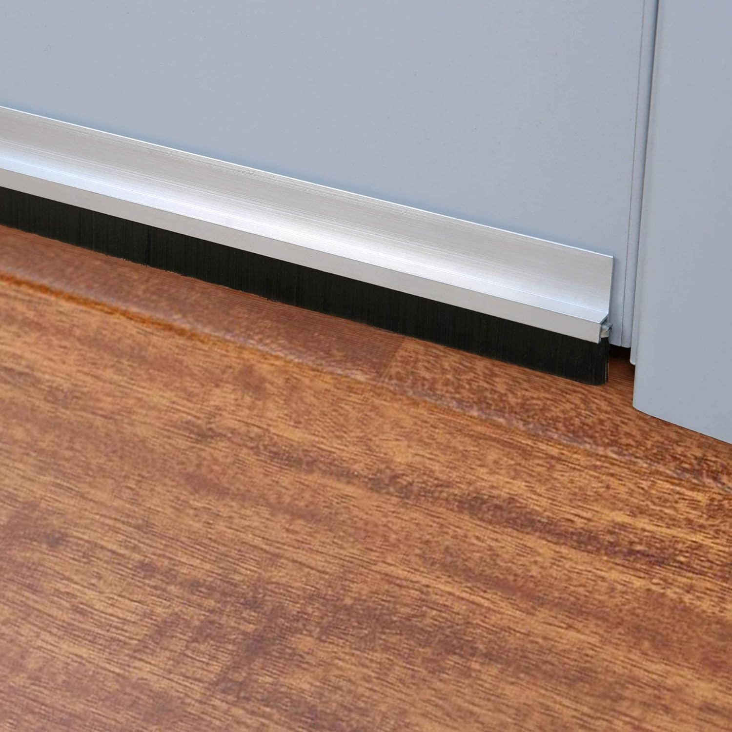 RUBBERGIANT Door Brush-Aluminium, 100 cm, Bottom of The Door Brush Seal Draught Excluder (Pack of 2)