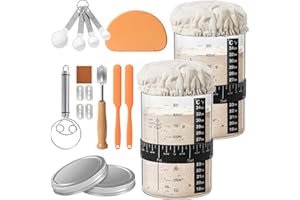 RYTOXILO Sourdough Bread Starter Jar Kit 9 Pack, 34 Oz Glass Sour dough Jars Wide Mouth, Gluten Free Large Bread Starter Cont