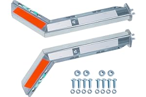 GaeaAuto Chrome Angled Spring Loaded Mud Flap Hanger Bracket Mudflap Holder Set 1-1/8" Bolt Spacing 30" Length with Reflective Tapes fit for Semi Trucks, 2 Pack