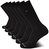 Tommy Hilfiger Mens Crew Socks - 6 Pack Cushioned Stretch Moisture Wicking Athletic Performance Running Socks for Men