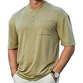 Opomelo Men's Henley Short Sleeve Shirt Summer Casual Button T Shirts Lightweight Basic Pocket Tee