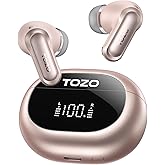 TOZO NC20 Active Noise Cancelling Wireless Earbuds, LDAC Hi-Res Sound Bluetooth Headphones, 6 Mics AI Call Ear Buds 80H Playtime, Dual Pairing, 32 EQ via App, IPX8 Waterproof, Wireless Charging Case
