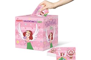 CINSOEN Valentines Mailbox with 50 Valentines Greeting Cards, Valentines Card Box for Kids School Classroom Boys Girls Gifts Exchange