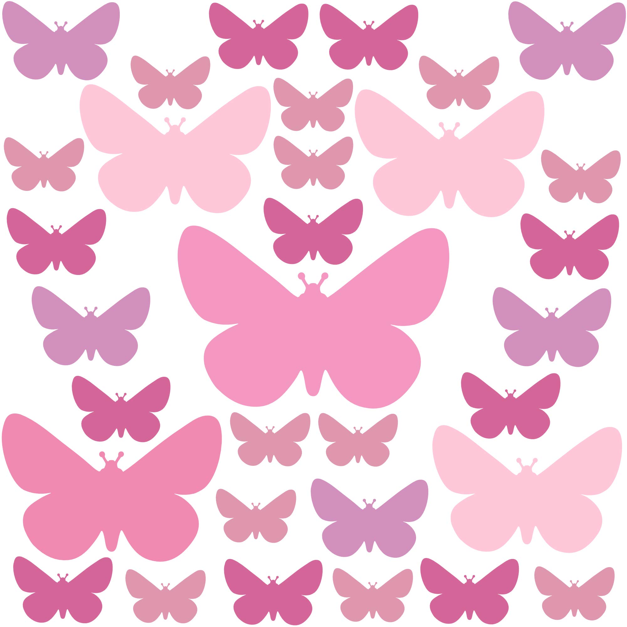 PREMYO Set of 32 Butterfly Wall Stickers Kids - Nursery Decor Easy to Apply - Decals for Bedrooms for Girls Pastel Rose