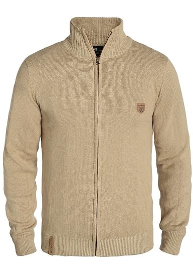 Indicode Andy Herren Strickjacke Cardigan Grobstrick Pullover mit Stehkragen und Reißverschluss