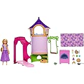 Mattel Disney Princess Rapunzel Tower Doll House Playset with Rapunzel Fashion Doll, 6 Play Areas, 15 Accessories and Pascal