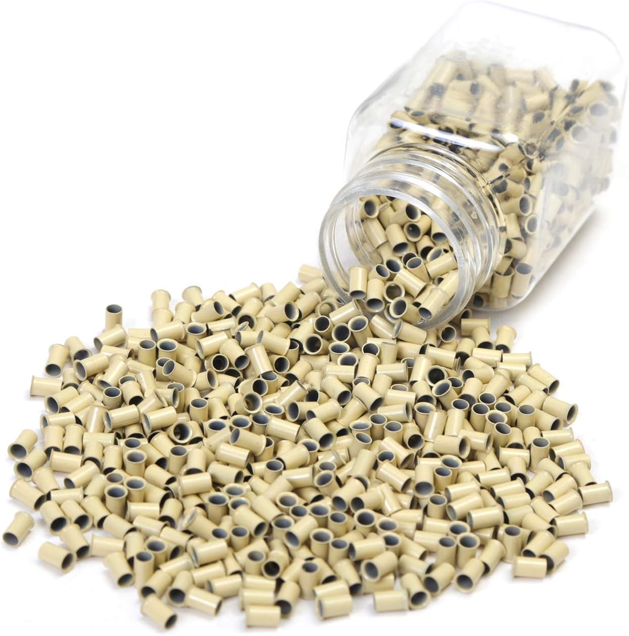 Vlasy 3.4mm Copper Lined Micro Beads Ring Links for Hair Extensions I Tip Tubes (200pcs, Blonde)