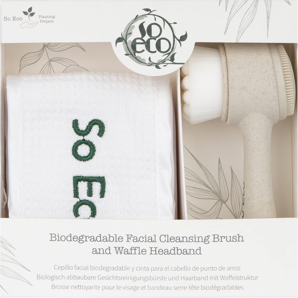 So Eco Facial Cleansing Brush & Waffle Headband Set - Deep Cleanse & Exfoliate
