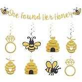 Glitter She Found Her Honey Banner Bee Bridal Shower Decorations Honey Bride Bee Bachelorette Party Decorations Hanging Swirls for Engagement Wedding Bridal Shower Party Supplies