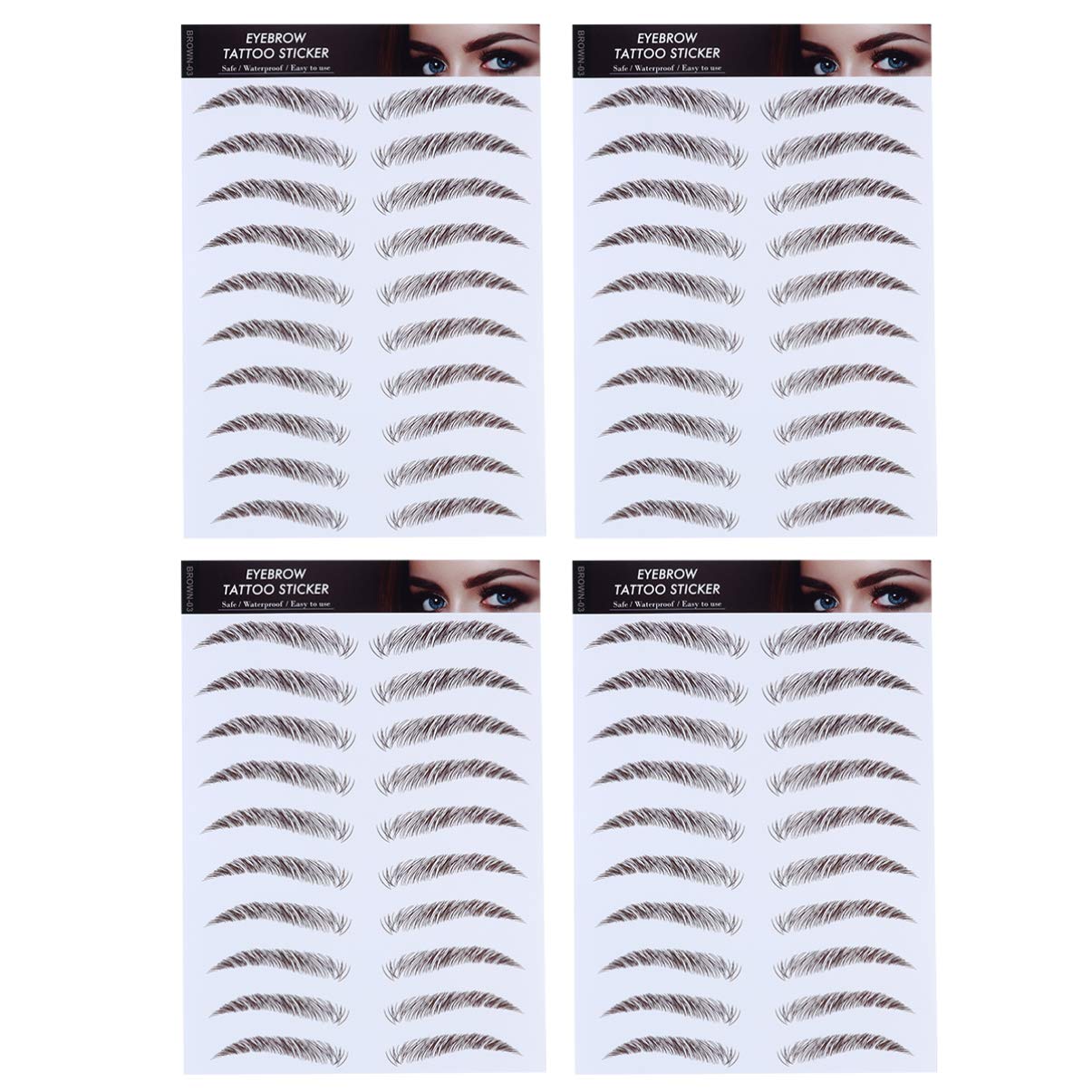 FRCOLOR 6D Hair-Like Eyebrow Stickers Waterproof False Eyebrows Transfer for Women Reusable Semi Grooming Stickers