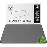 Greenturf Diatomite Stone Bath Mat, Premium Non-Slip Natural Diatomaceous Earth Bathtub Fast Drying Mats for Bathroom Floor (23.6" x 15.4" Dark Grey)