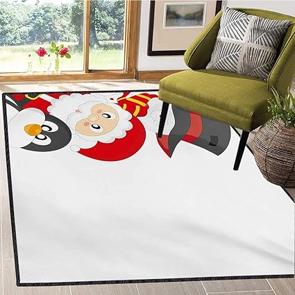 Amazon クリスマス エリア ラグ 男の子の部屋 エバーグリーン モミの木 枝 コーン ユール お祝い ホリー カルチャーデザイン バスタブ用バスマット グリーン ブラウン 5x8 Ft Lohebhuic ラグ カーペット 通販
