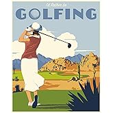 AMERICAN LUXURY GIFTS I’d Rather Be Golfing Wall Art – 8x10 Unframed Vintage Golf Poster for Women – Retro Female Golfer Print for Office, Home, or Golf Club Decor – Golf Gift for Her