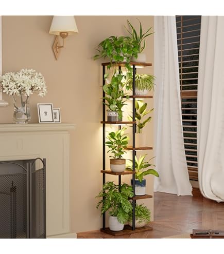Bamworld Support Pour Fleurs Et Plantes, Tabouret à Fleurs, Haut, Brun, En Métal, Avec 6 Niveaux