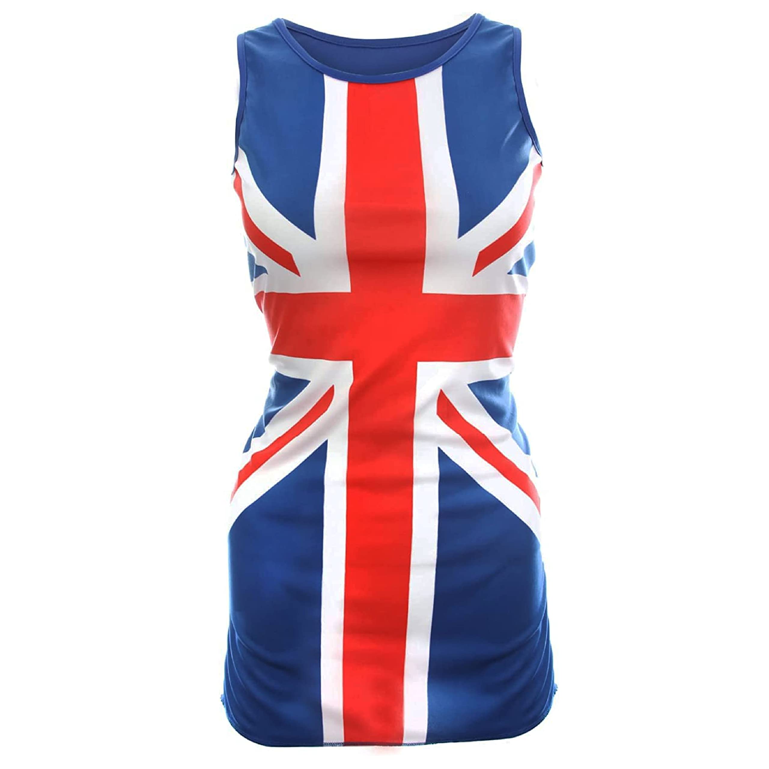 VE Day ladies Union Jack Dress - Medium - Red, White and Blue Union Jack Flag Classic Dress - 90s Music Icons, Brit Pop, King's Coronation Fancy Dress