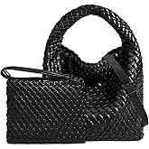 JINMANXUE Small Woven Bag for Women Cute Hobo Tote Handbag Mini Clutch Purse Vegan Leather Crossbody Shoulder Handmade Bags