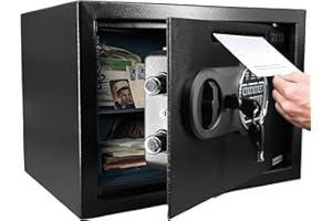 ZKH Drop Safe, 0.57 Cu.ft Safe Box with Drop Slot, Digital Combination Lock & Spare Keys, Safe Deposit Box for Home, Cash, Documents
