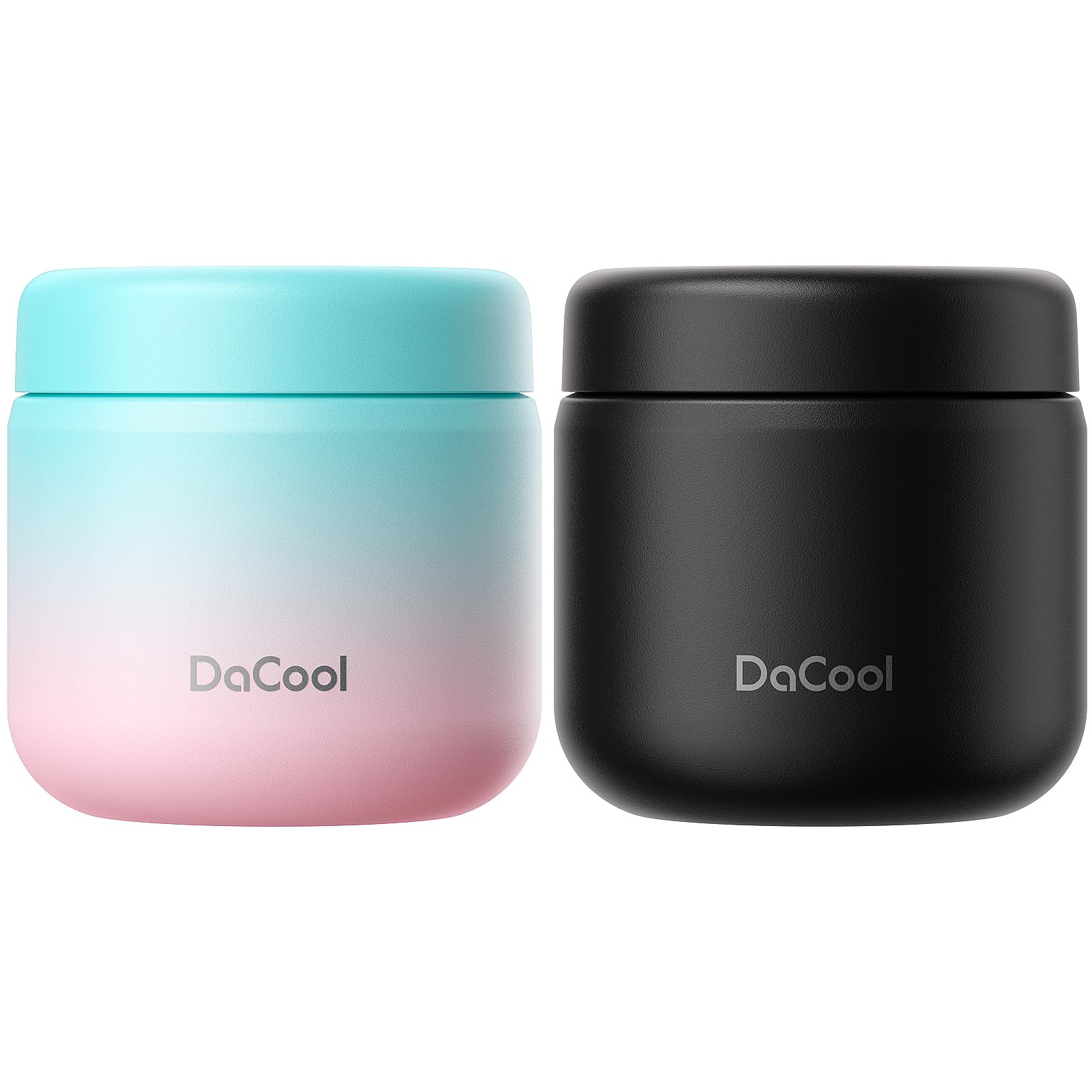 Photo 1 of DaCool Kids Thermo for Hot Food 2 Pack 13oz/pack Insulated Food Jar Vacuum Stainless Steel Kids Food Thermo Soup Insulated Lunch Container for School Office Picnic Travel Outdoors,Black+Cotton Candy
