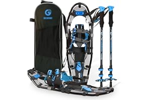 G2 GO2GETHER G2 21/25/30 Inches Light Weight Snowshoes for Women Men Youth, Set with Trekking Poles, Carrying Bag, Snow Baskets, Special EVA Padded One-Pull Binding, Heel Lift, Toe Box, Orange/Blue/Red Available