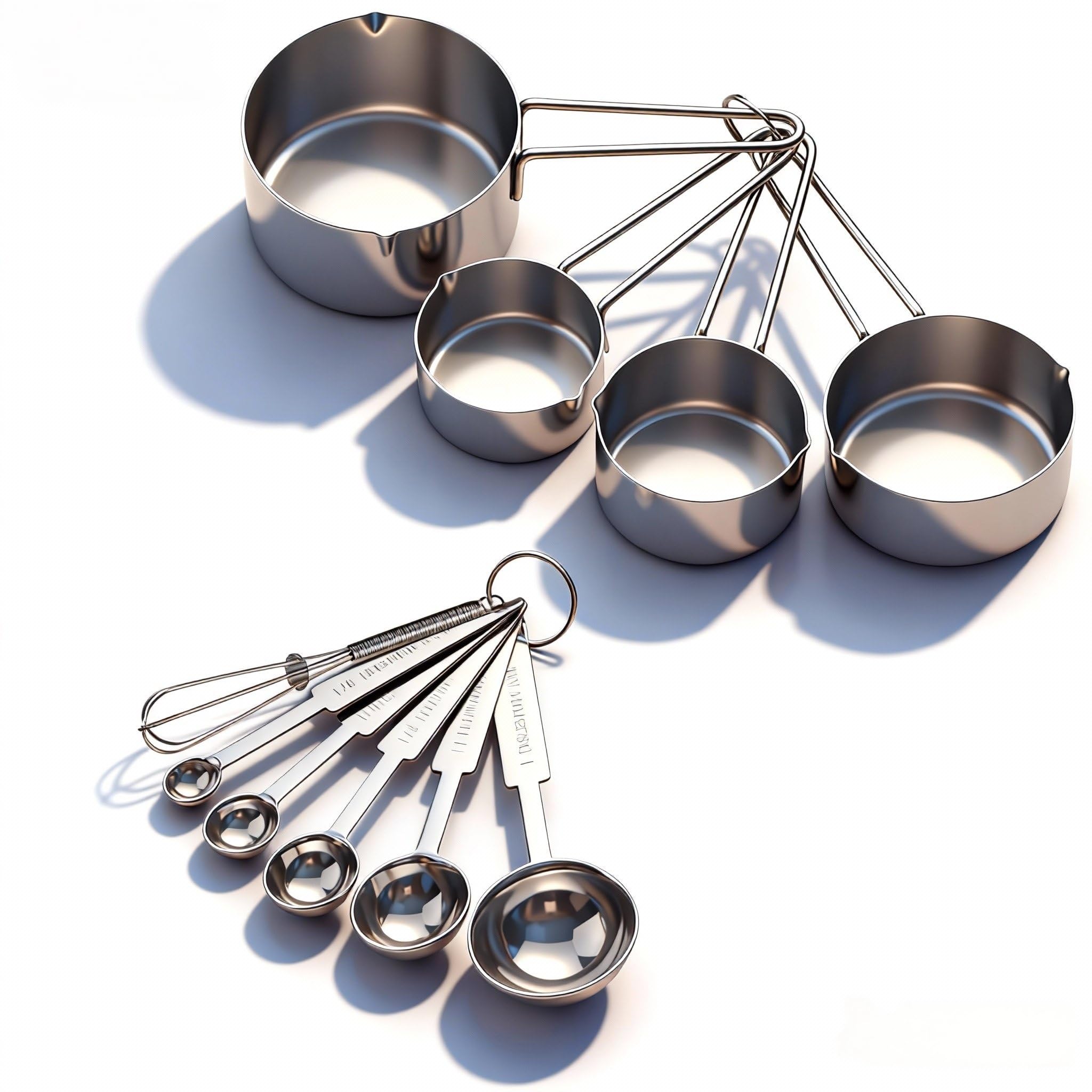 Photo 1 of 10 Pieces Measuring Cups and Spoons Set, Stainless Steel Measuring Cups for Cooking and Baking Safely,Gifts for Women Mom Cooking Lovers-4 Cups 5 Spoons 1 whisk with Strengthened Weld Joints