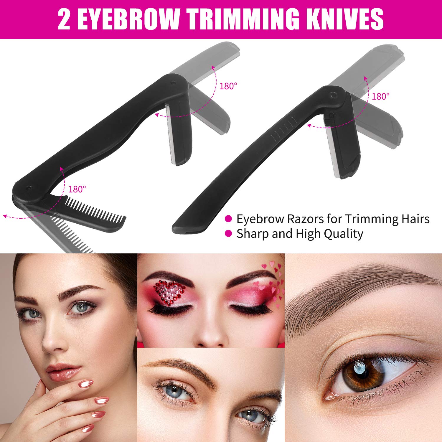 Eyebrow Razor Kit for Women 18 in 1, Grooming Tools with 4 PCS Premium Eyebrow Tweezers, Eyebrow Razor, Eyebrow Scissors, 10 PCS Eyebrow Stencil Kit (Black Eyebrow Kit-Dark Brown Eyebrow Pencil): Beauty