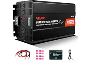 VEVOR 4000W Power Inverter, 12V DC to 120V AC Pure Sine Wave Inverter, Solar Car Charger Converter with LCD Display, Remote C