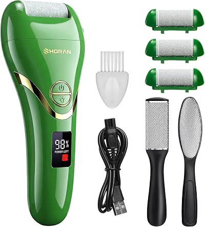 ShoRan Electric Foot File Remover, USB Rechargeable, 3 Rollers