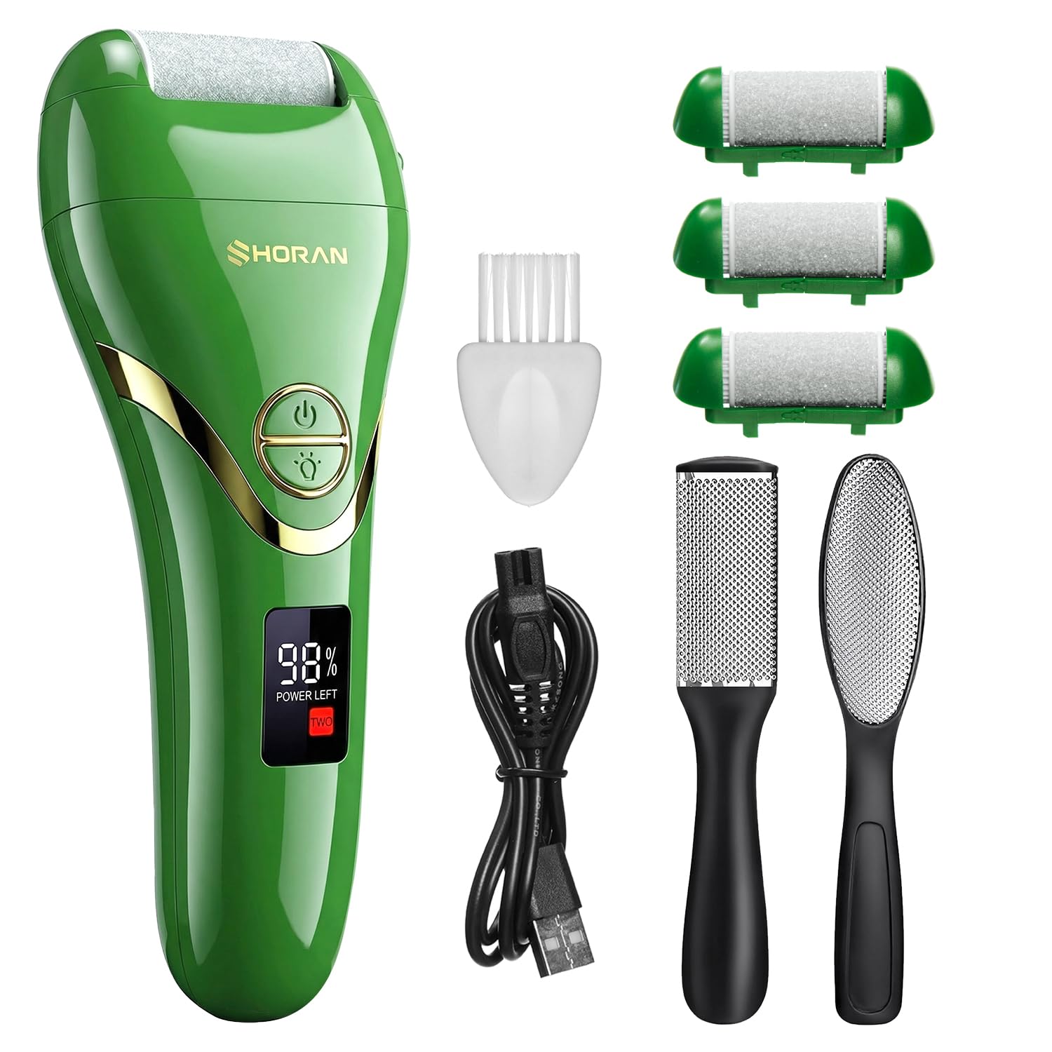 Electric Foot File Feet Hard Skin Remover, Professional Callus Remover Foot Grinder Pedicure Foot Care Utensil Cutters Accessories for Dead Skin Dry Skin, USB Rechargeable with 3 Replacement Rollers