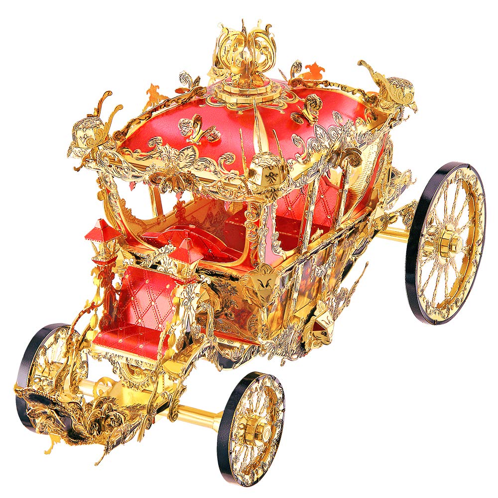 Piececool 3D Metal Puzzles for Adults, Princess Carriage Model Kits DIY Brain Teaser Puzzles 3D Metal Model Building Kits, Great Birthday, 216 Pcs