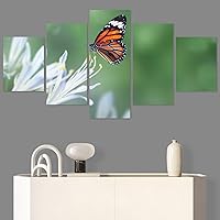 SIGNWIN 5 Panel Canvas Wall Art Modern Art Bee Butterfly Colorful Contemporary Insects Multicolor Photography for Home Decorations Ready to Hang - 60