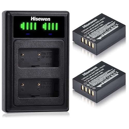 Hisewen NP-W126 NP-W126S Battery 2Pcs and USB Charger for Fujifilm