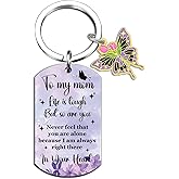 Lelekdo Valentine's Day Gifts for Mom from Daughter Son Mom Birthday Gifts Purple Butterfly Keychain Unique Birthday Valentines Day Mothers Day Present Ideas