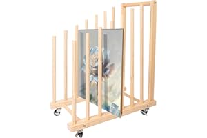 GENMOUS & CO. GENMOUS Art Storage Rack with Caster Wheels, Art Drying Rack Wood Storage Stand for Canvas Storage Paint Drying Rack,Drawing Board Stands for Printed Matter,Crafts Drying,Art Studio,Classrooms Easel