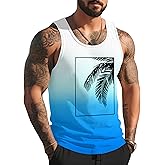 Mens Graphic Tank Tops Sleeveless Muscle Shirts Beach Palm Tree Hawaiian Gym Workout Tanks