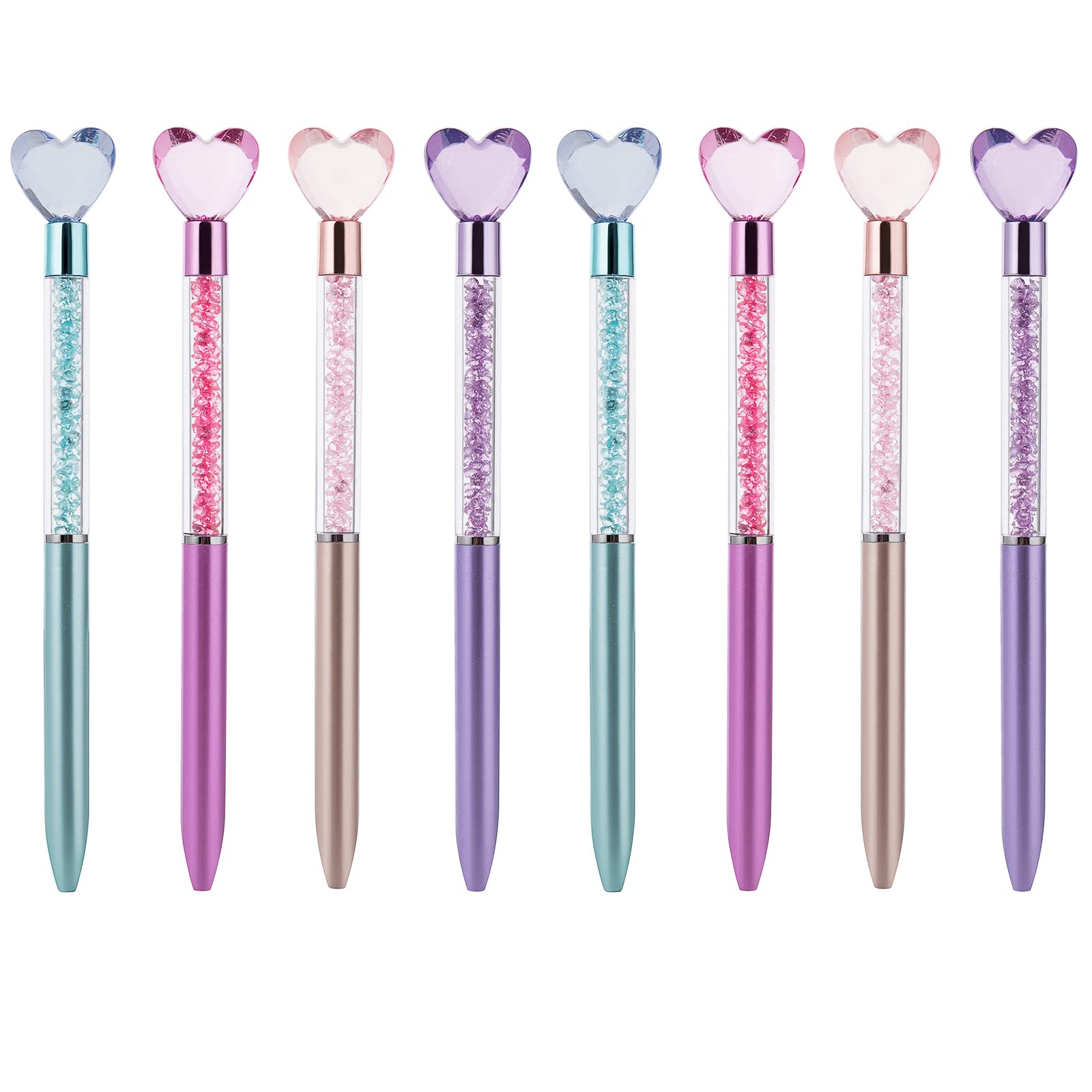 YOUKAI Crystal Diamond Pen Bling Bling Retractable Ballpoint Pen, Blue Ink, for Office Supplies Wedding Gift.8 Pack (LOVE)