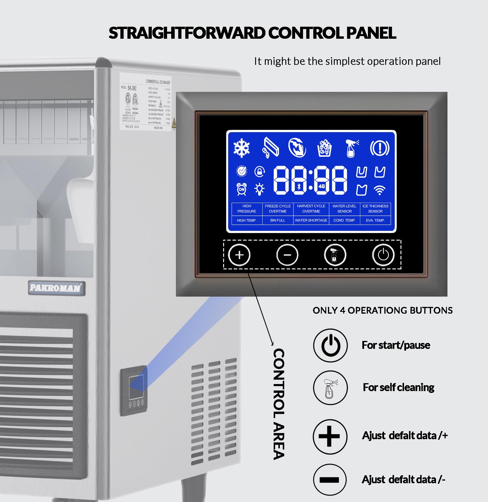14.8" Air Cooled Undercounter Bullet Ice Machine 90 Lbs/24h With