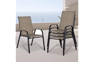 JMGJOY Stackable Patio Chairs Set of 4, Outdoor Dining Chairs, Outdoor Patio Dining Sets with Cooling Fabric, for Lawn, Porch, Pool, Garden