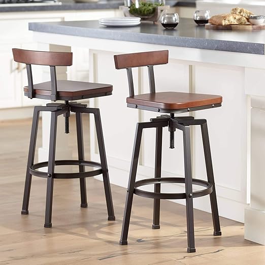 Amazon Com Roark Dark Bronze Adjustable Swivel Bar Stools Set Of 2 Elm Lane Kitchen Dining