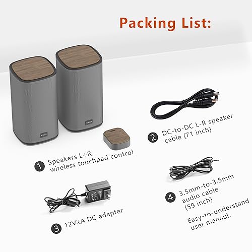 KEiiD Bluetooth Computer Speakers with Wireless Touch Control Pod for PC  Laptop/Desktop Wireless Stereo Gaming