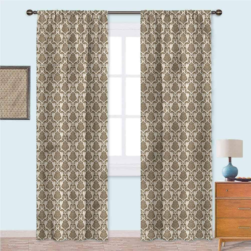 YUAZHOQI Damask Curtains for Bedroom Antique Classical Curves Window