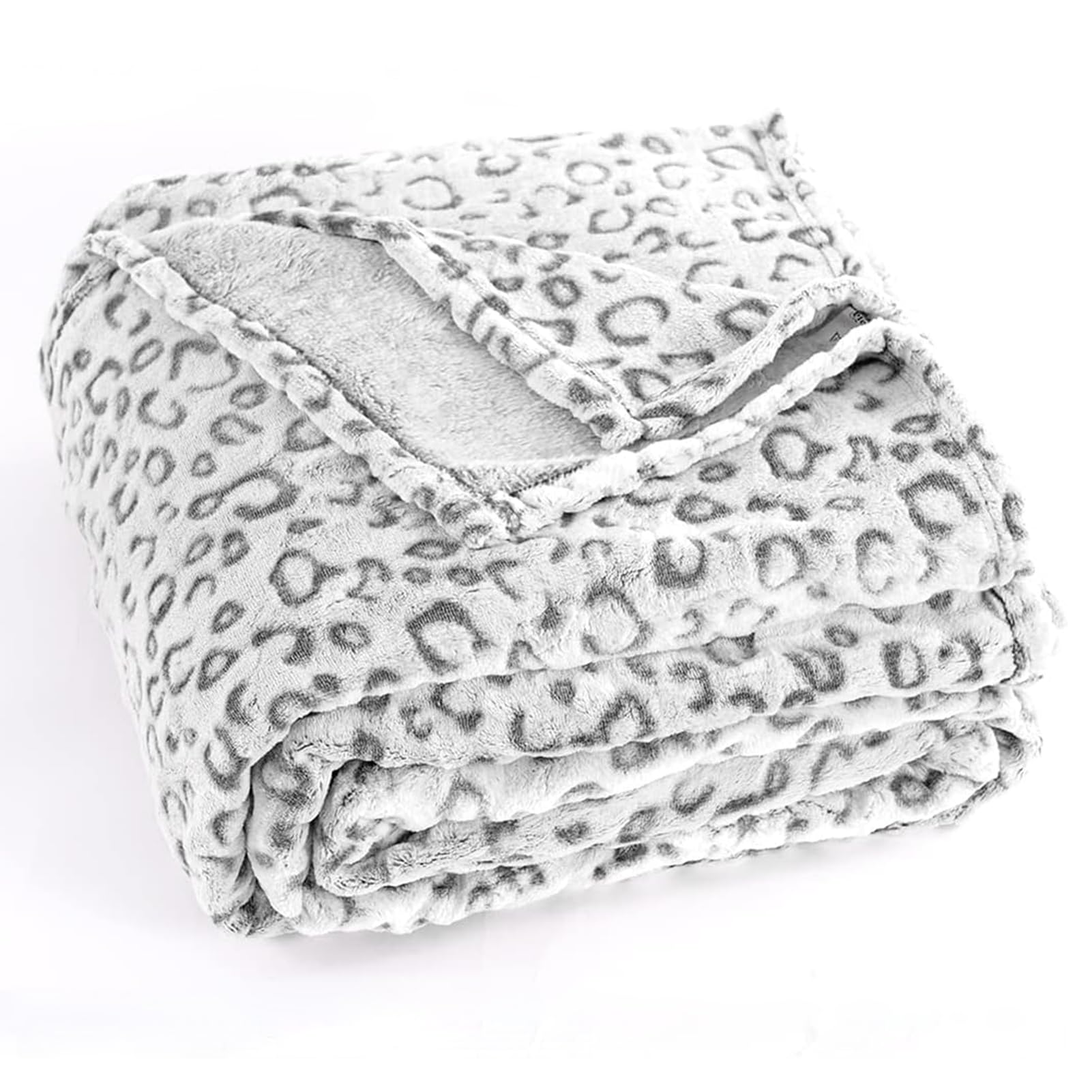Photo 1 of PLEASANT BOULEVARD | Leopard Throw Blanket Fleece, Premium Lightweight Cozy Warm Plush Microfiber Bedspread for Couch Sofa and Bed (Gray, Queen (90 x 90 inches)