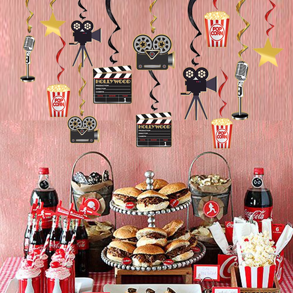 Movie Night Party Supplies Hanging Decorations 30pcs Hollywood Movie Theme Party Decorations Cqi