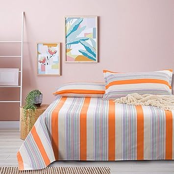 Antiker Grobstofflicher Stoff Tagesdecke Bettuberwurf 200 230 Cm Mit 2 Kissenbezugen 1 Runde Kissen 4 Stuck Bettwasche Double Fit 180 Cm Bett Streifen Dick Haltbar Orange Amazon De Kuche Haushalt