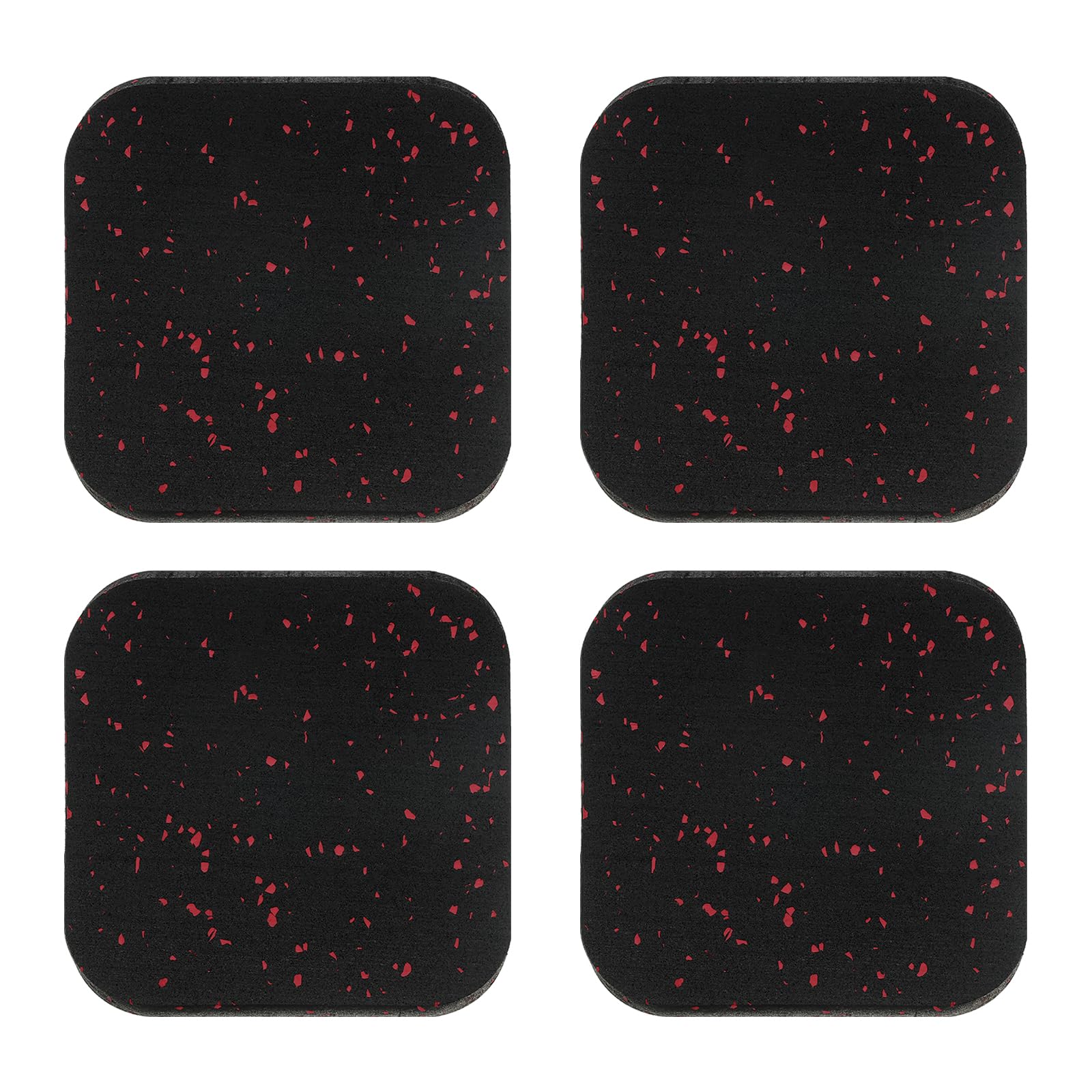 PATIKIL Treadmill Mat, 4 Pcs Exercise Equipment Mat Noise Reduction for Floor Protection, Washing Machine Pads, Anti Vibration Rubber Mats for Bike, Black/Red