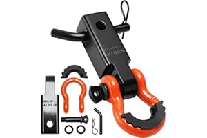 FSUON Shackle Hitch Receiver Set 2", with 3/4" D Ring Shackle and 5/8" Screw Pin, 45000 Lbs Maximum Break Strength, for Vehicle Recovery (Black, Orange)