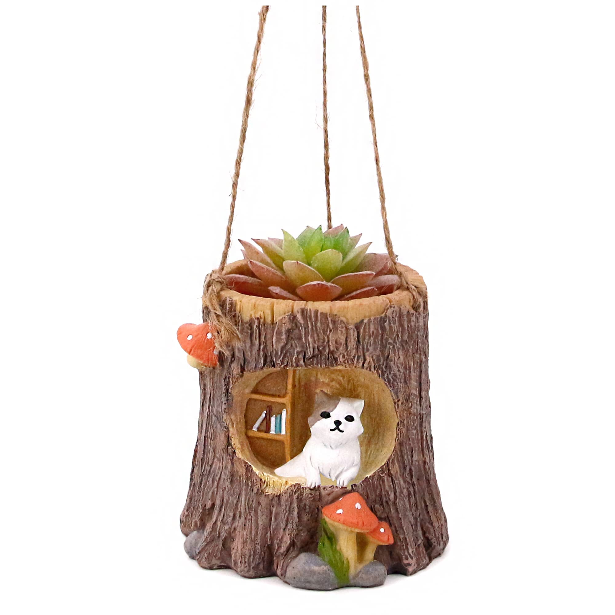Segreto Creative Retro Tree Stump Hanging Flowerpot Plants Flower Pots Vase Succulent Pot,Home and Office Decor